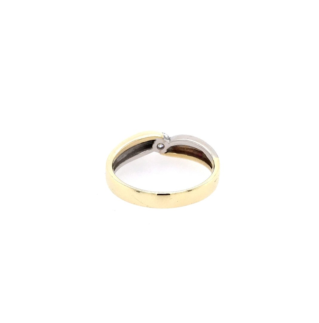 antiker-echtschmuck-antike-ringe-Ring Bicolor Gold 585 mit Brillant-11101-Prejou