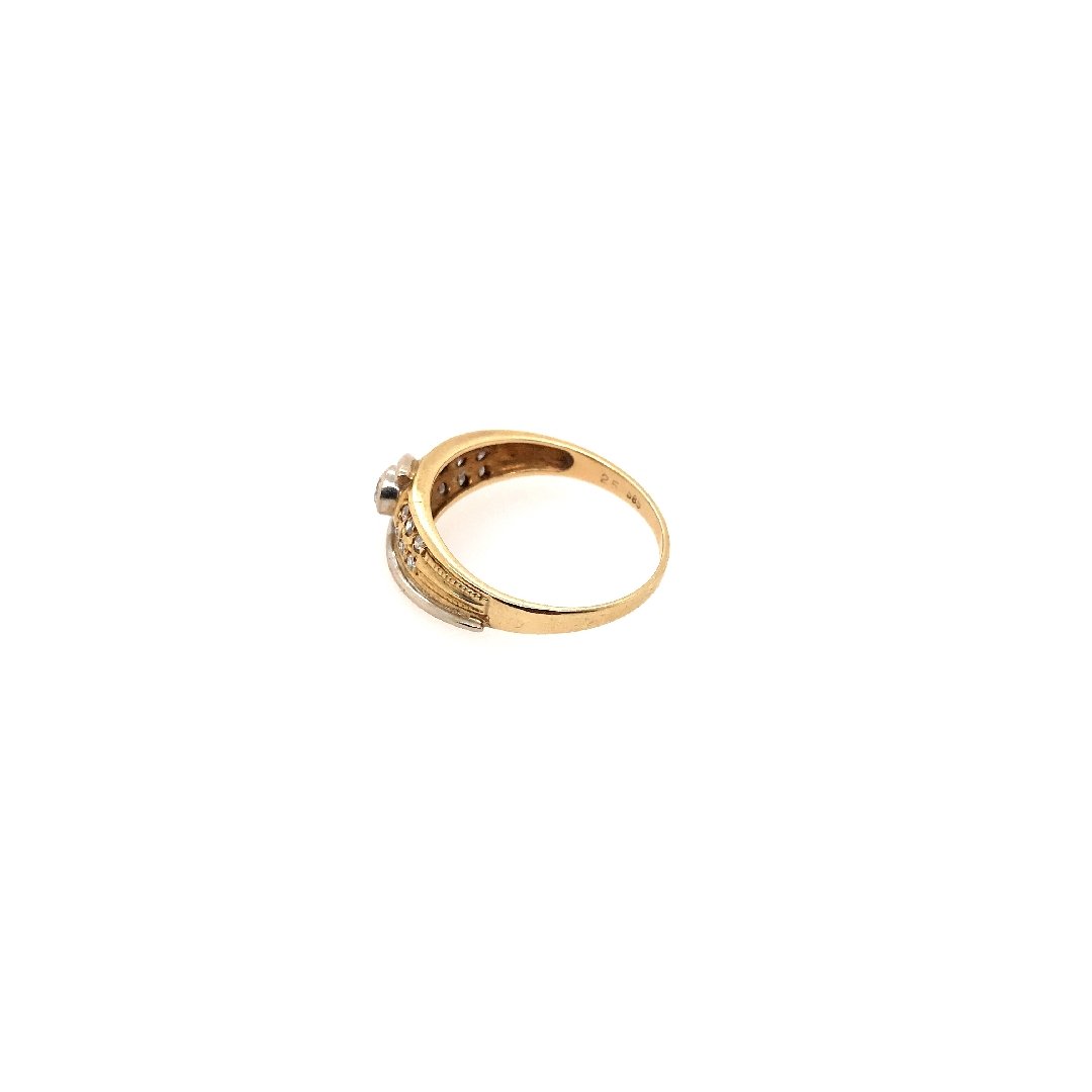 antiker-echtschmuck-antike-ringe-Ring Bicolor Gold 585 mit Brillanten-10202-Prejou
