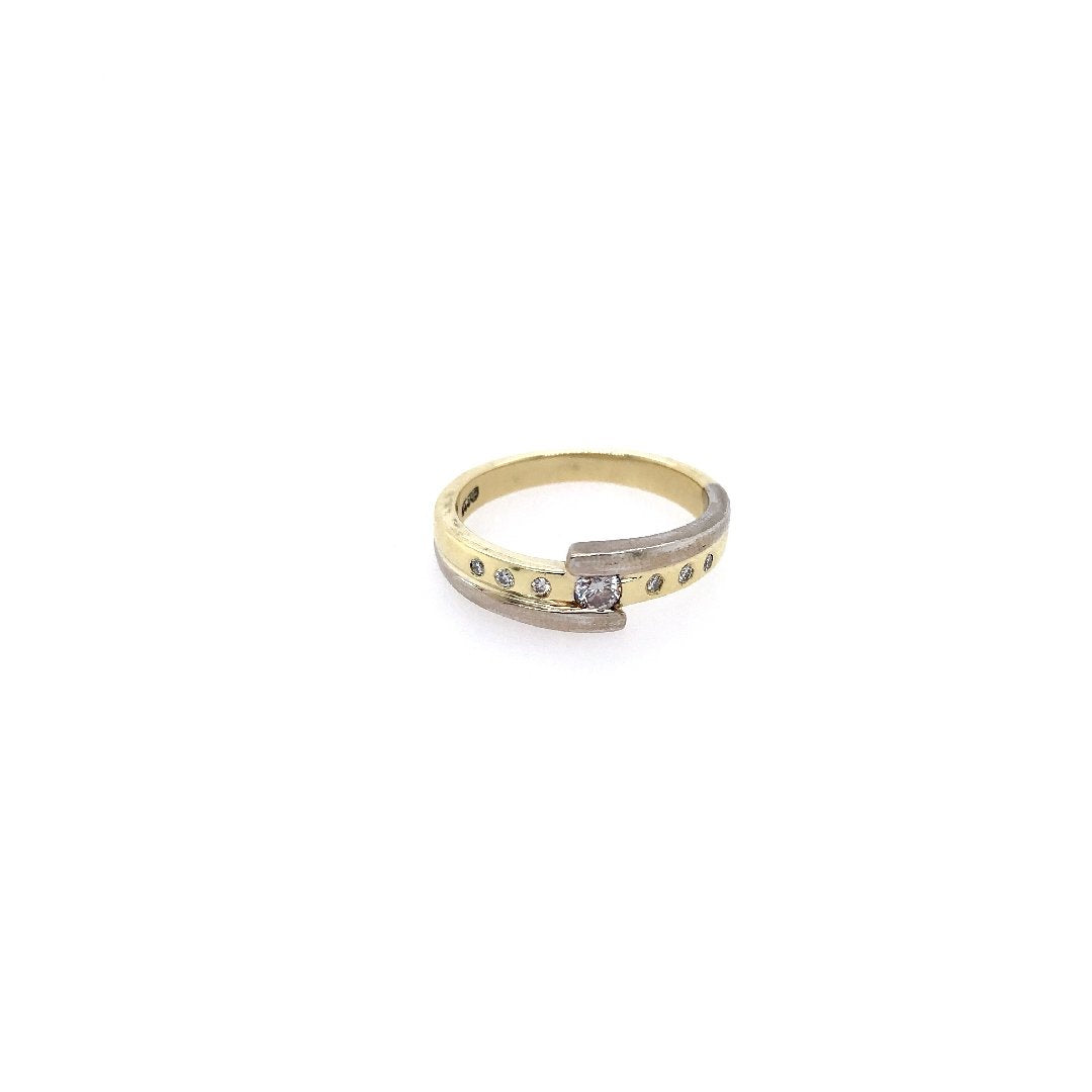 antiker-echtschmuck-antike-ringe-Ring Bicolor Gold 585 mit Brillanten-10517-Prejou