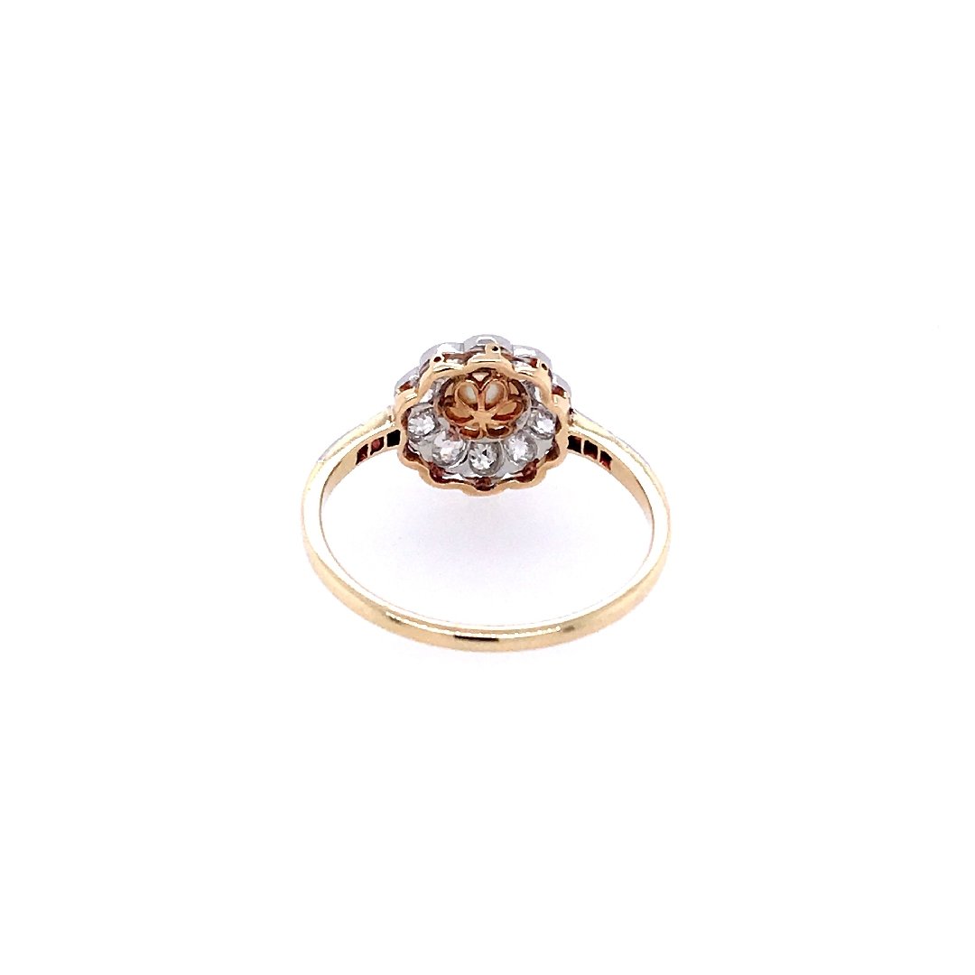 Ring Bicolor Gold 585 mit Perle & Diamanten - Prejou Vintage Schmuck