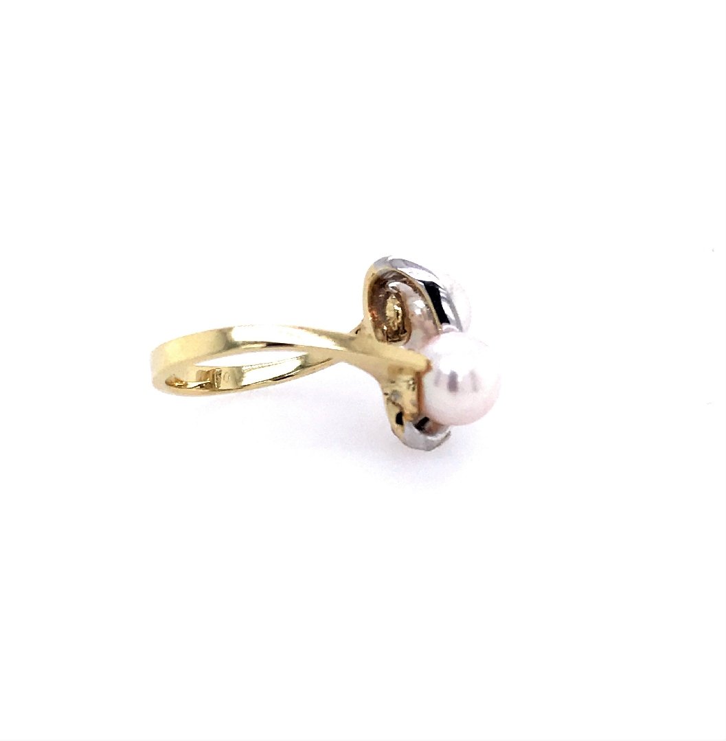 antiker-echtschmuck-antike-ringe-Ring Bicolor Gold 585 mit Perlen &amp; Brillanten-10059-Prejou