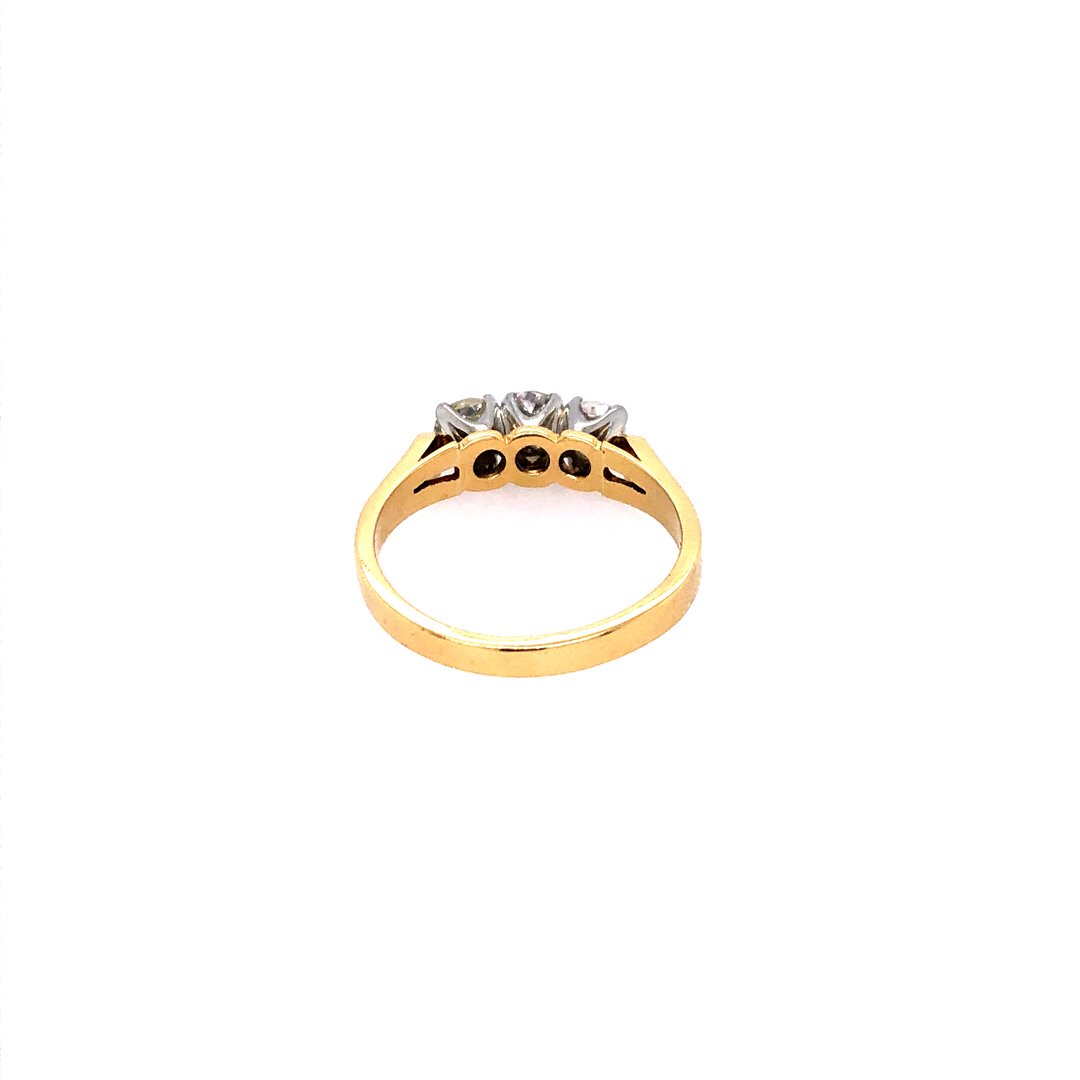 antiker-echtschmuck-antike-ringe-Ring Bicolor Gold 750 mit 3 Diamanten-11264-Prejou