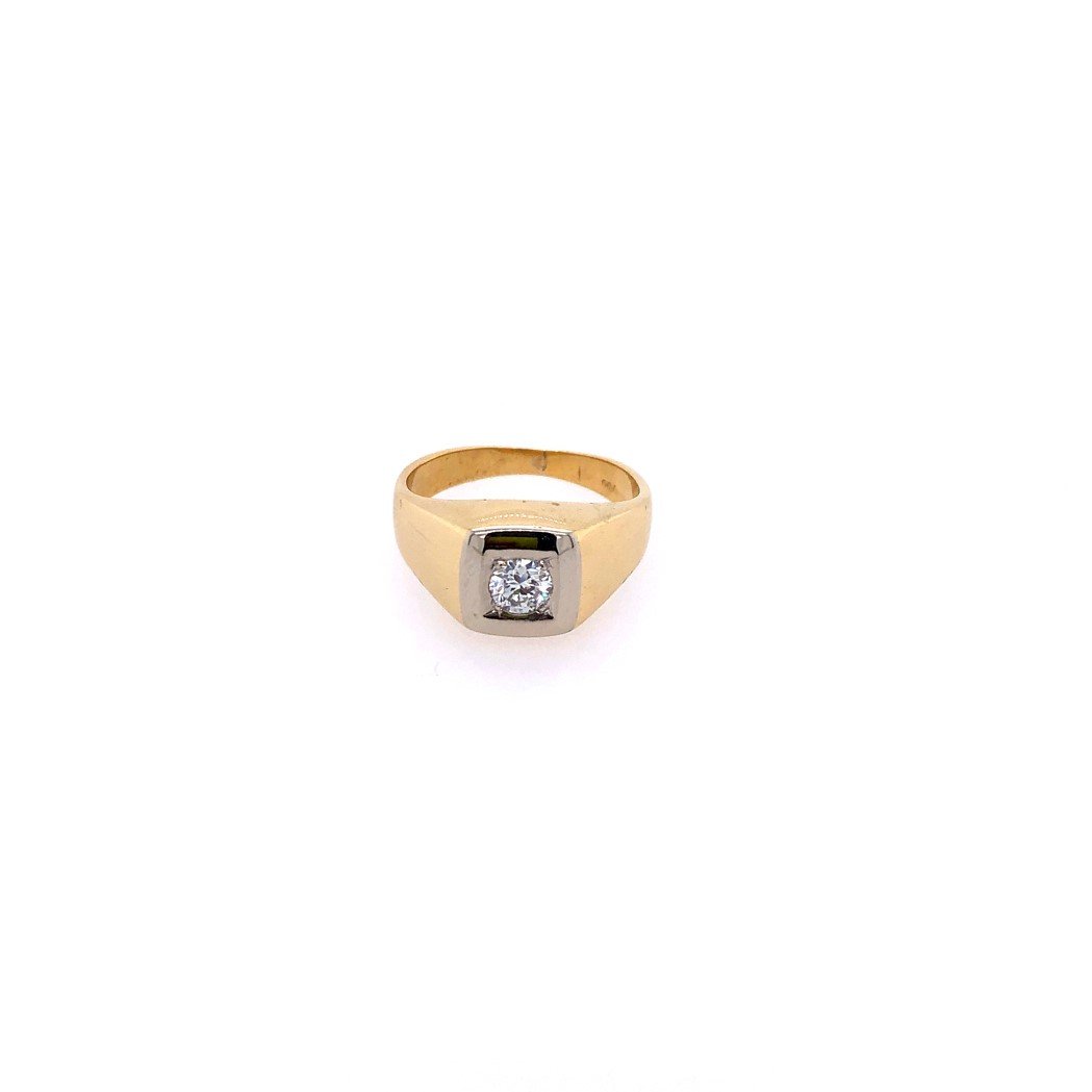 antiker-echtschmuck-antike-ringe-Ring Bicolor Gold 750 mit Brillant 0,36 ct.-10123-Prejou