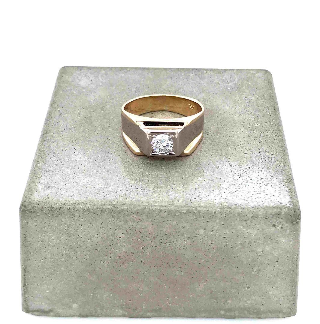 antiker-echtschmuck-antike-ringe-Ring Bicolor Gold 750 mit Brillant 0,75ct-10260-Prejou