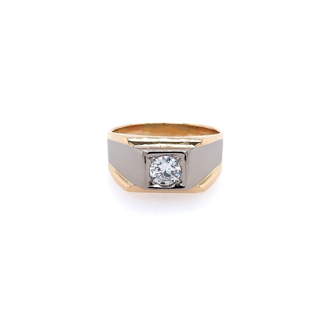 antiker-echtschmuck-antike-ringe-Ring Bicolor Gold 750 mit Brillant 0,75ct-10260-Prejou