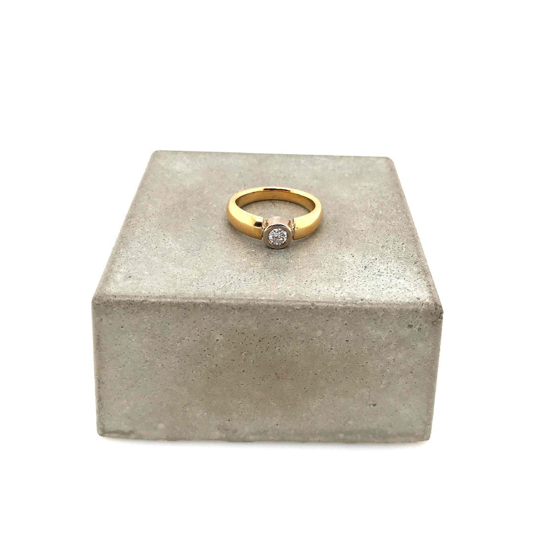 antiker-echtschmuck-antike-ringe-Ring Bicolor Gold 750 mit Brillant-10592-Prejou