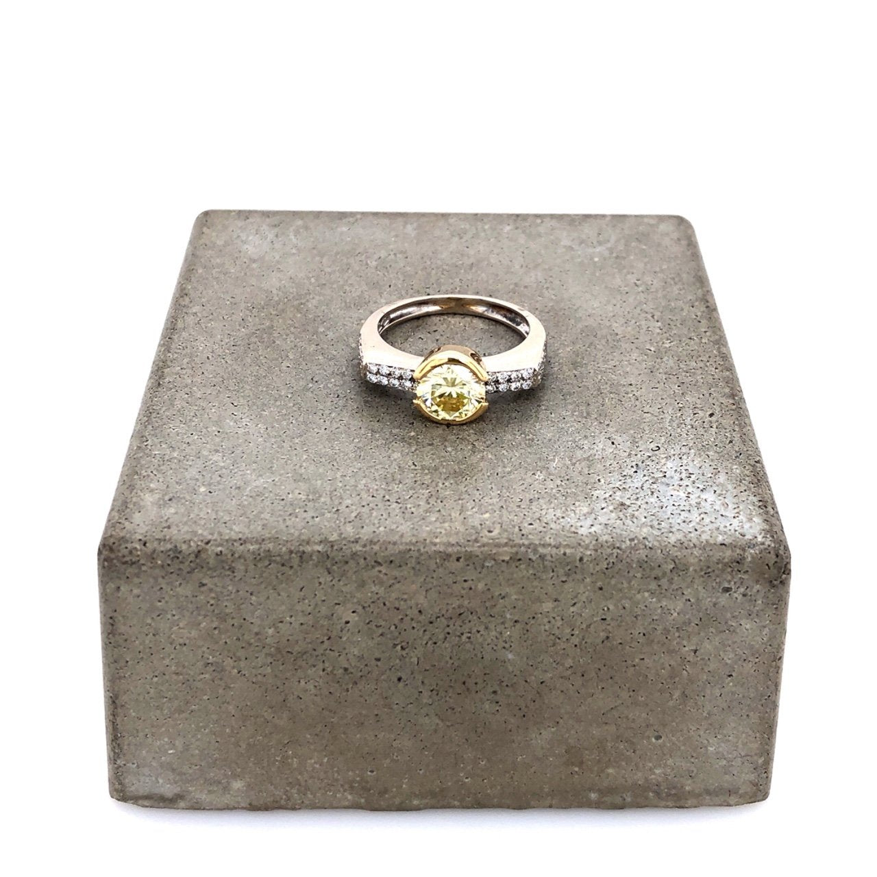 Vintage Ring Bicolor Gold 750 mit Brillant 1,22 ct.-10183-Prejou