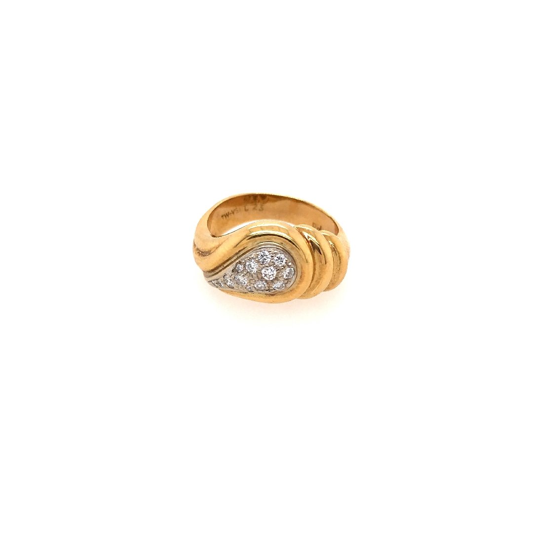 antiker-echtschmuck-antike-ringe-Ring Bicolor Gold 750 mit Brillanten-10605-Prejou