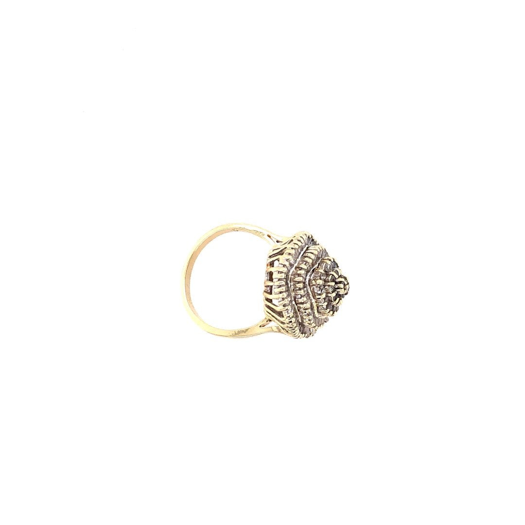 Vintage Ring Gelbgold 585 mit Brillanten &amp; Diamanten-11439-Prejou
