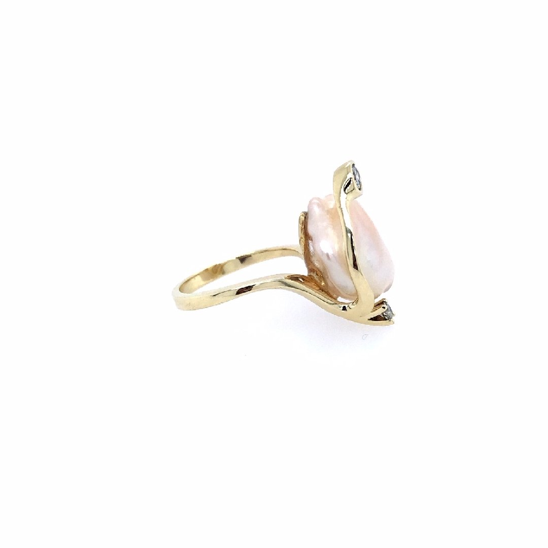 antiker-echtschmuck-antike-ringe-Ring Gelbgold 585 mit Perle &amp; Brillanten-10484-Prejou