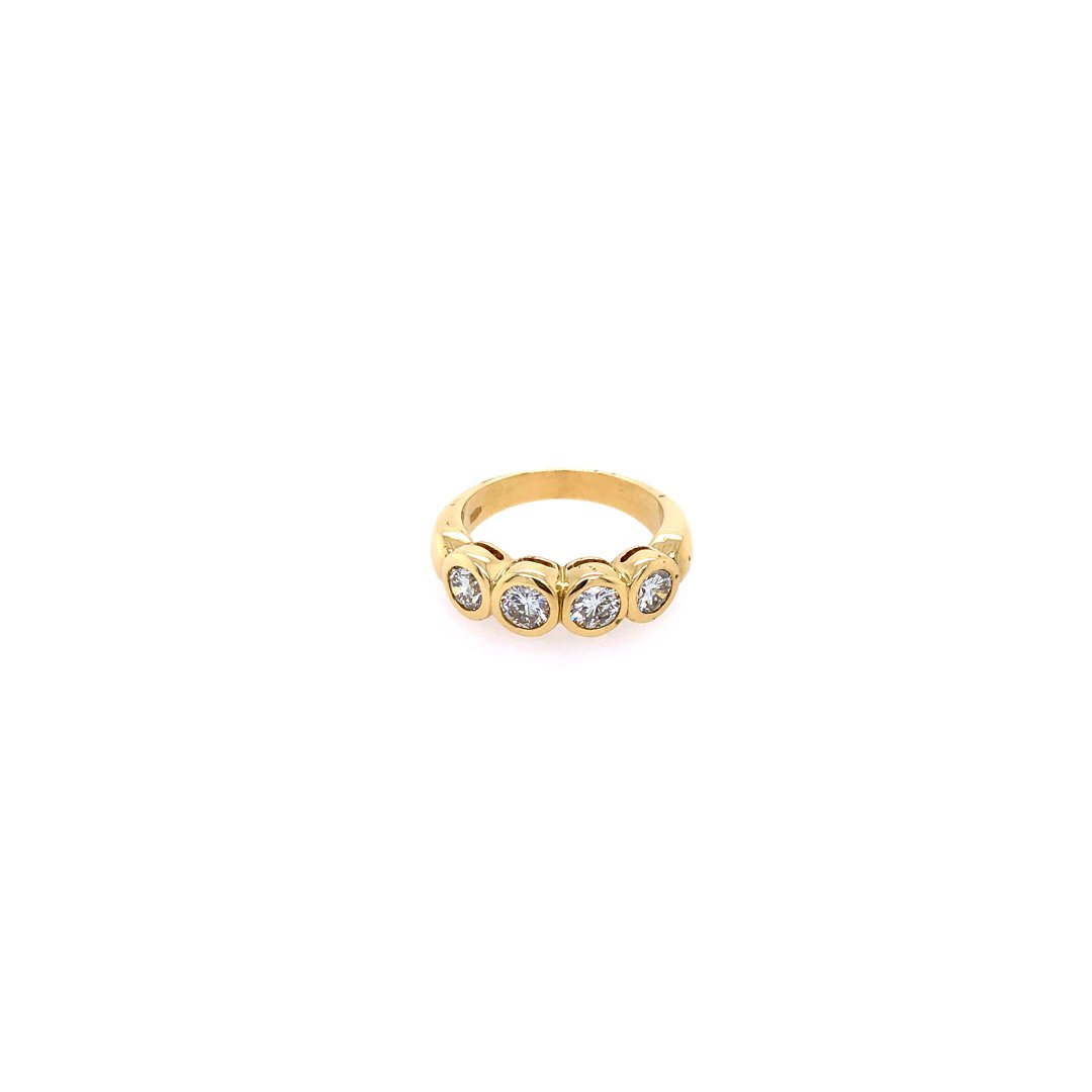 antiker-echtschmuck-antike-ringe-Ring Gelbgold 750 mit 4 Brillanten-10857-Prejou