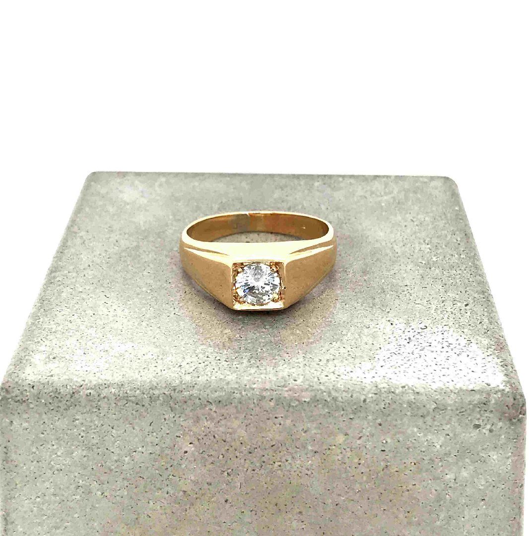 antiker-echtschmuck-antike-ringe-Ring Gelbgold 750 mit Brillant 0,85 ct-10117-Prejou