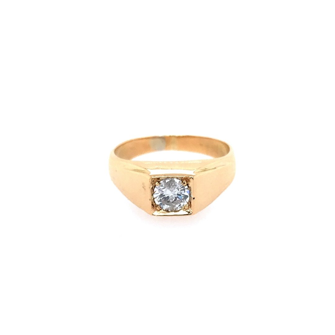 antiker-echtschmuck-antike-ringe-Ring Gelbgold 750 mit Brillant 0,85 ct-10117-Prejou