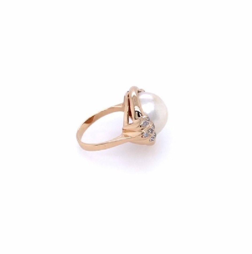 antiker-echtschmuck-antike-ringe-Ring Roségold 585 mit Perle &amp; Brillanten-10503-Prejou