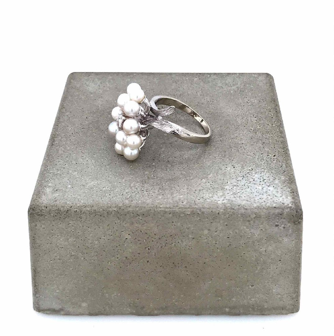 antiker-echtschmuck-antike-ringe-Ring Weissgold 585 mit Perlen &amp; Brillant-10486-Prejou