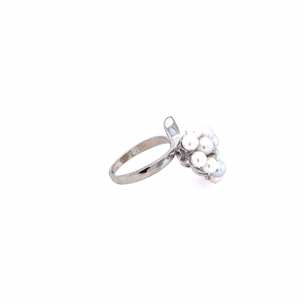 antiker-echtschmuck-antike-ringe-Ring Weissgold 585 mit Perlen &amp; Brillant-10486-Prejou