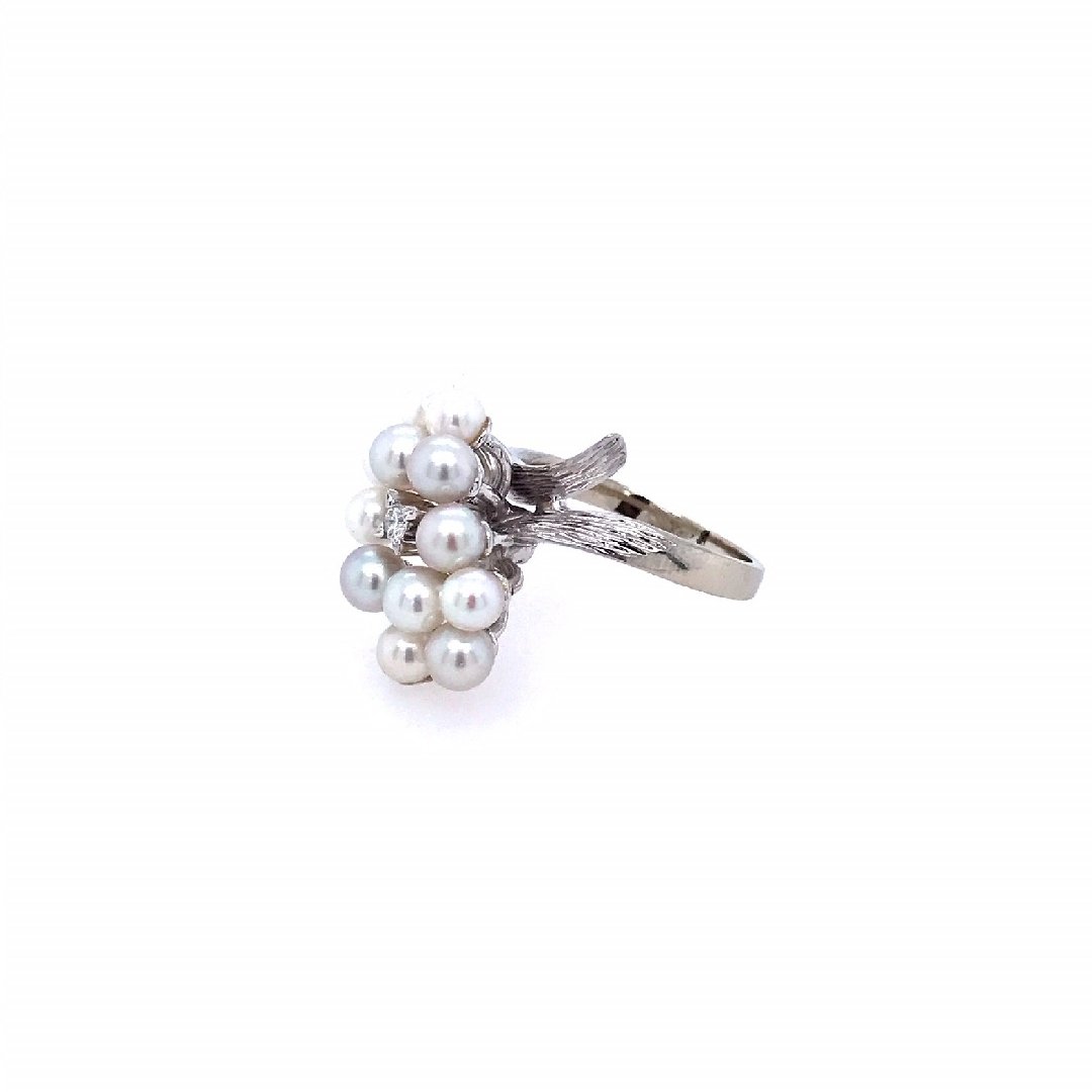 antiker-echtschmuck-antike-ringe-Ring Weissgold 585 mit Perlen & Brillant-10486-Prejou