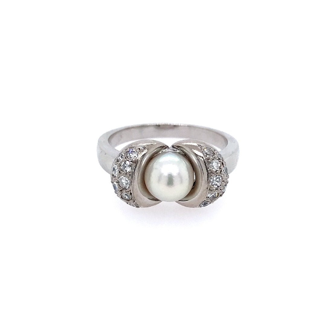 antiker-echtschmuck-antike-ringe-Ring Weissgold 750 mit Perle & Diamanten-10319-Prejou