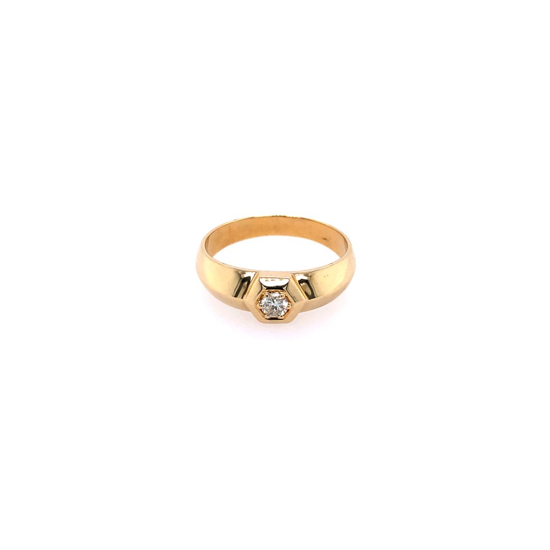 antiker-echtschmuck-antike-ringe-Solitaire Gelbgold 585 mit Brillant 0,25 ct.-10411-Prejou