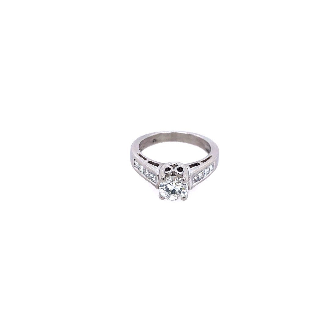 Vintage Ring-Solitaire Platin mit 1 Brillant 1,0 ct.-10492-Prejou