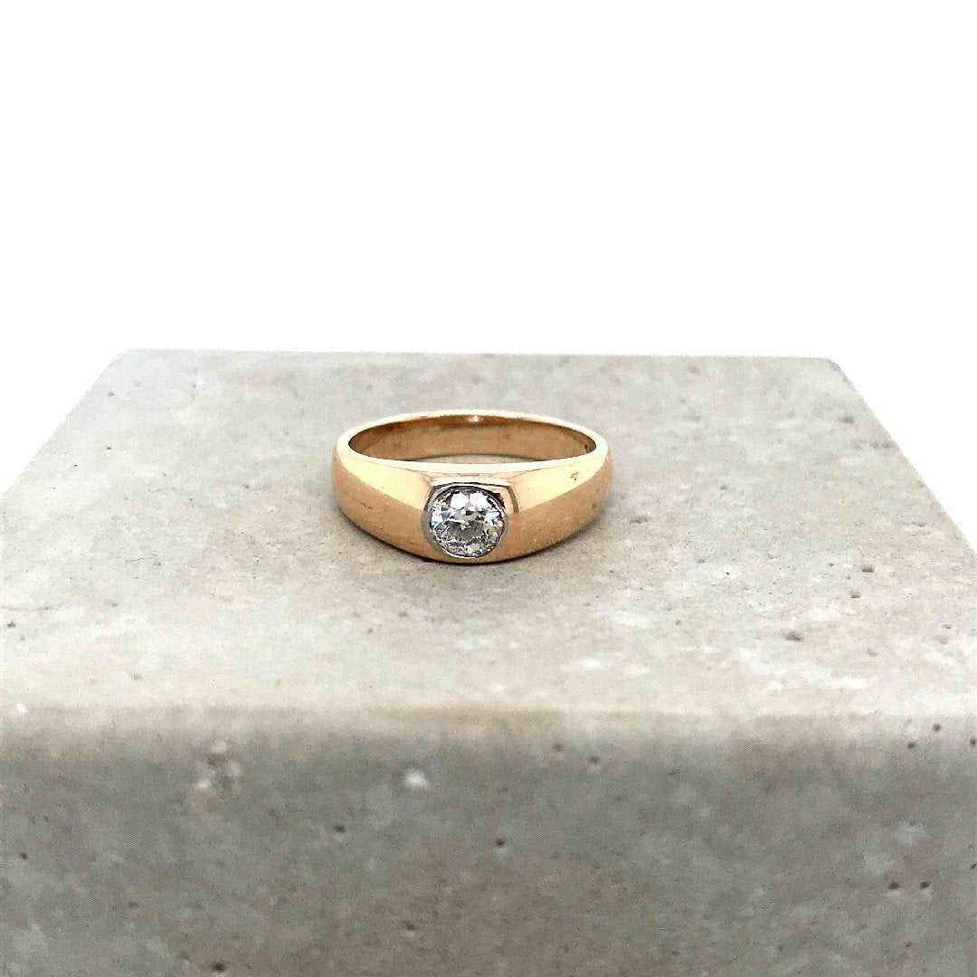 antiker-echtschmuck-antike-ringe-Solitaire Roségold 585 mit Diamant-10192-Prejou