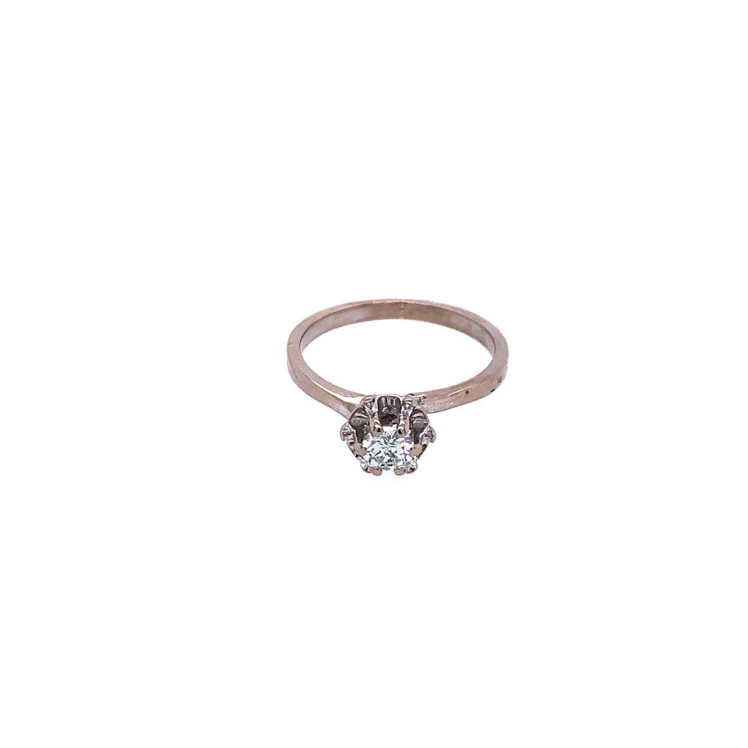 antiker-echtschmuck-antike-ringe-Solitaire Weissgold 585 mit Brillant 0,3 ct.-10065-Prejou