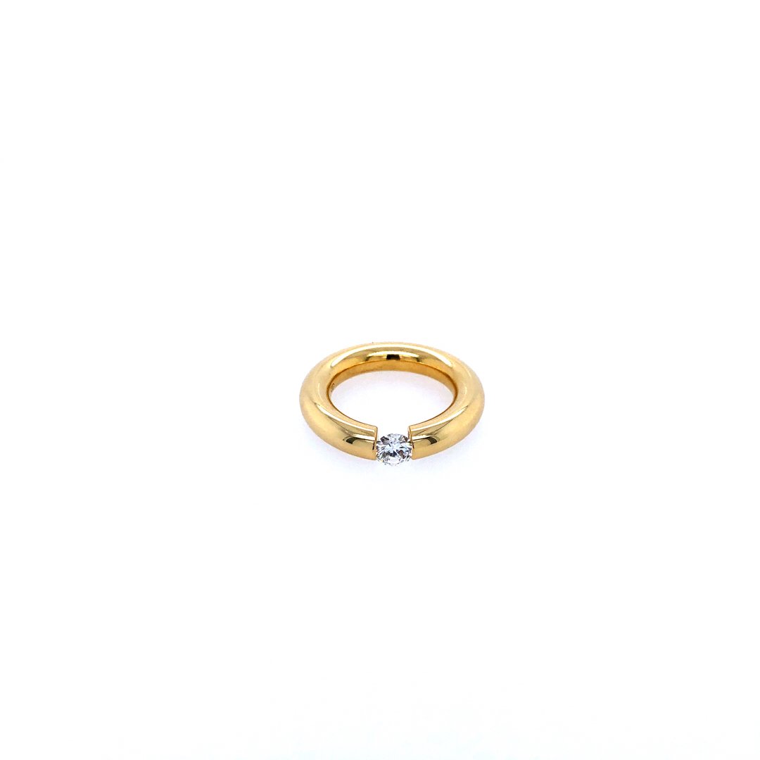 Vintage Ring Spannring Gelbgold 750 mit Brillant 0,42 ct-10385-Prejou